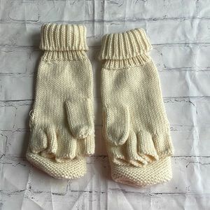Tan knit mittens